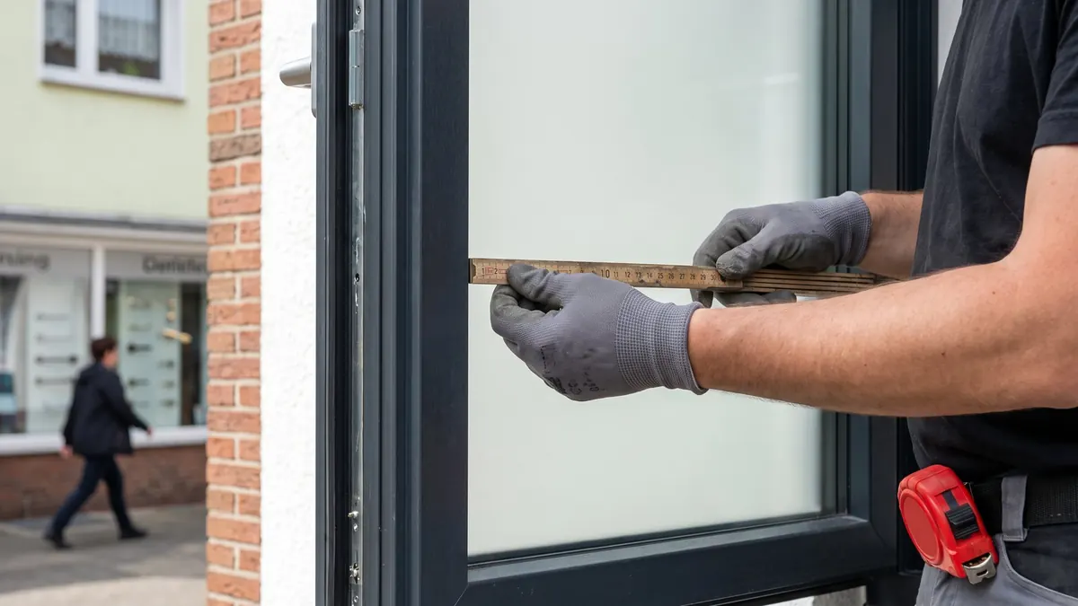 Aufmaß einer Glasfüllung in einer Tür mit dem Zollstock